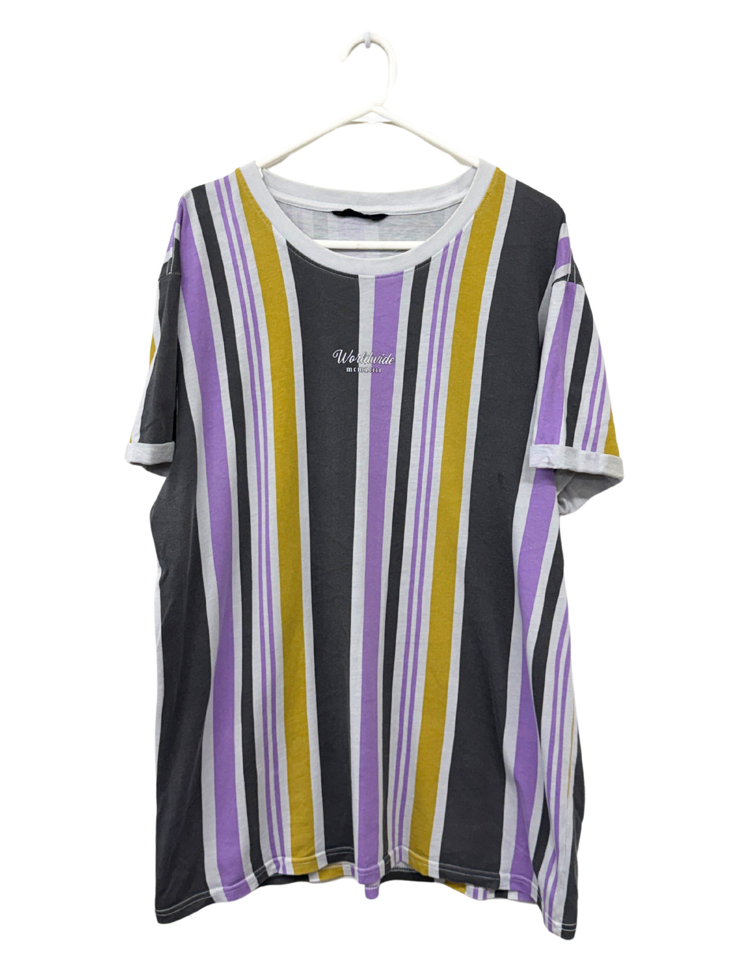 Grey/Purple/Yellow Striped T-Shirt