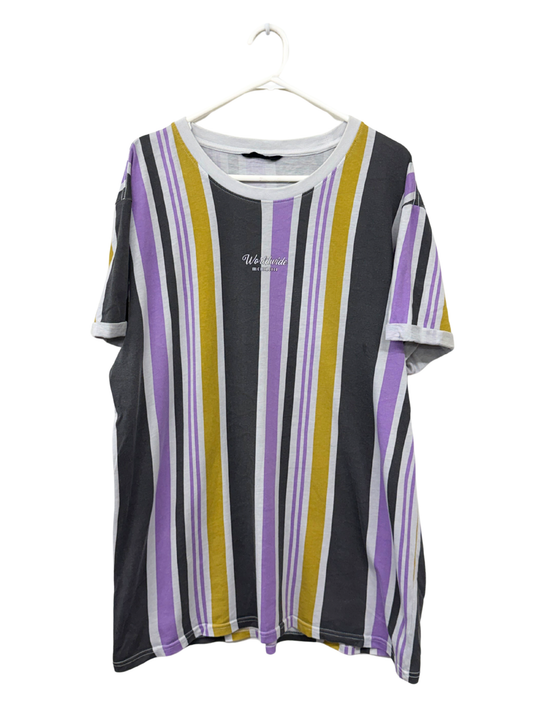 Grey/Purple/Yellow Striped T-Shirt