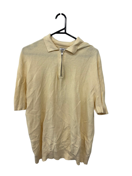 Light Yellow Short Sleeve Knit Polo Shirt
