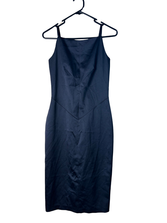 90s Black Fitted Strappy Knee Length Dress
