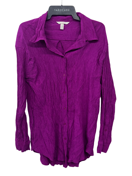 Pink/Purple Long Sleeve Button Up Crinkle Shirt