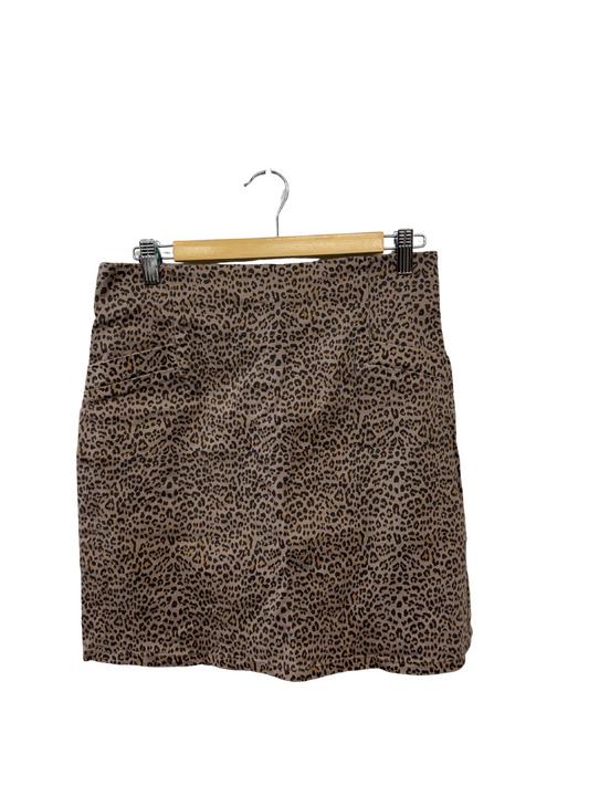 Brown, Yellow, Black Leopard Print Short Skirt
