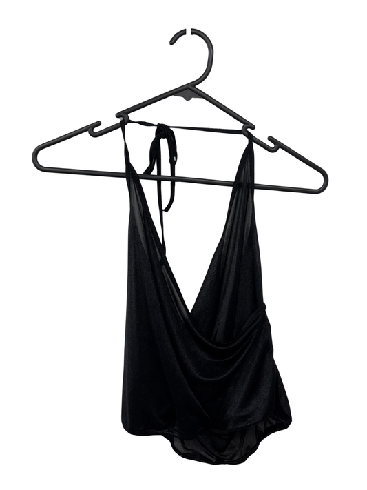 Black Sheer Halter Neck Cropped Top