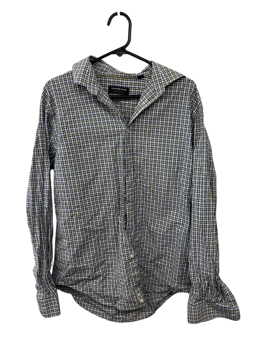 Blue, Yellow, White Logn Sleeve Button Up Shirt