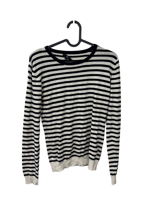 White/Black Stripe Lightweight Knit Top