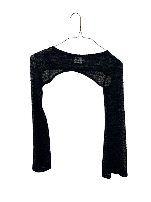 Black Knit Sequin Long Sleeve Bolero Top