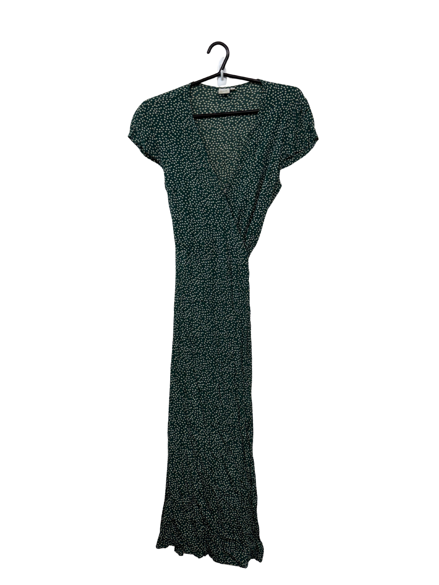 Dark Green & White Floral Maxi Dress