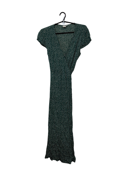 Dark Green & White Floral Maxi Dress