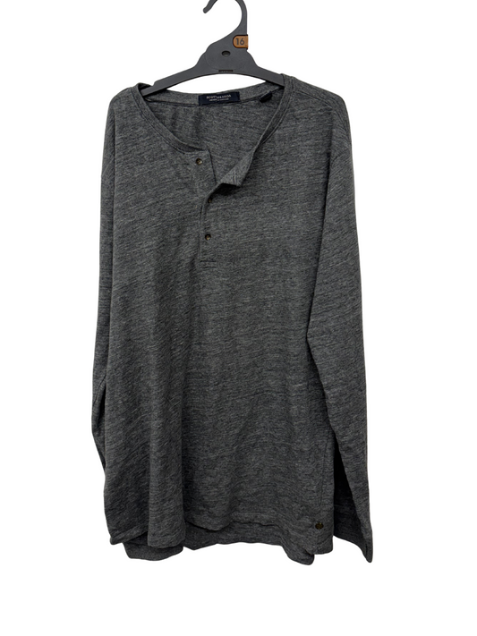 Grey Long Sleeve Quarter Button Top