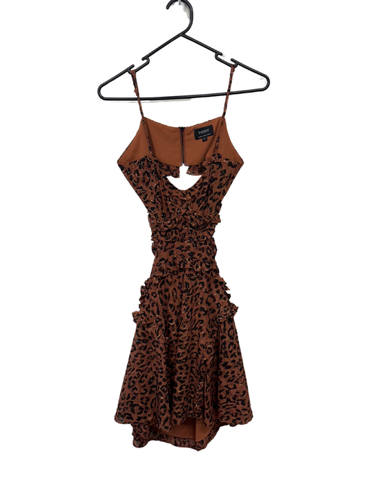 Brown, Black & Gold Cheetah Print Strappy Cutout Dress