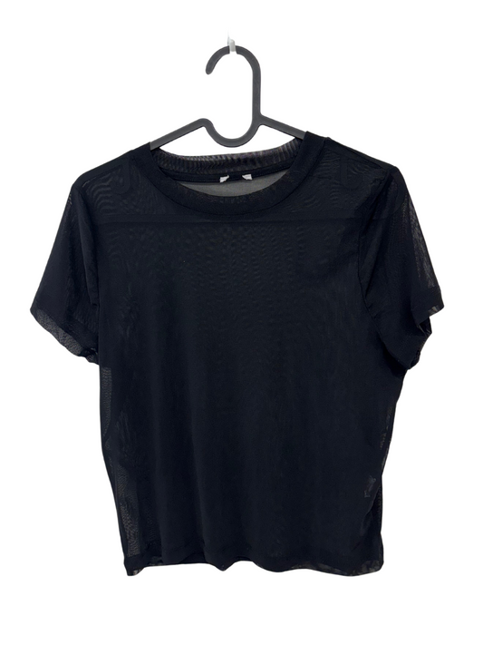 Black Sheer Short Sleeve Cropped T Shirt