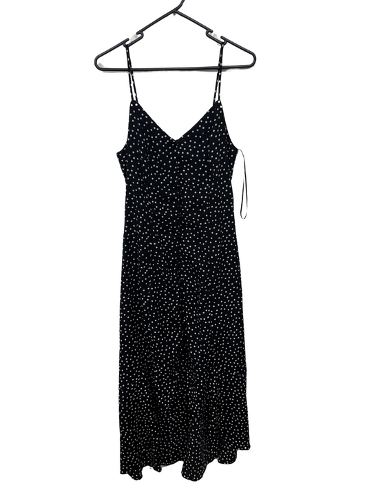 Black & White Spot Strappy Midi Button Up Dress