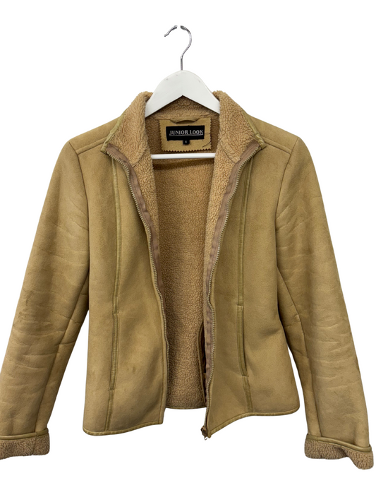 Vintage Yellow/Cream Faux Suede Shearling Jacket