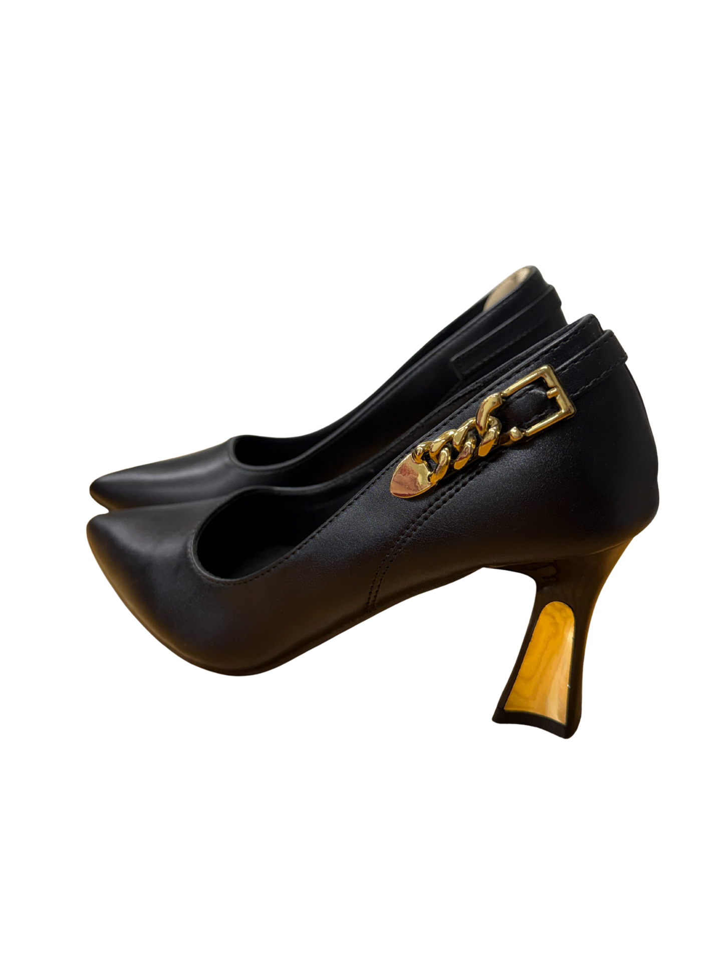 Black High Heel with Gold & Chain Detail