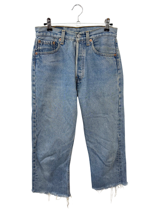 Light Blue High Waisted Cropped Straight Leg Jeans/Capris