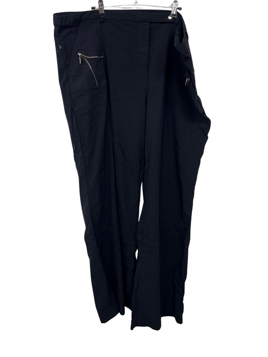 Black Low-Rise Straight Leg Pants with Zip Details