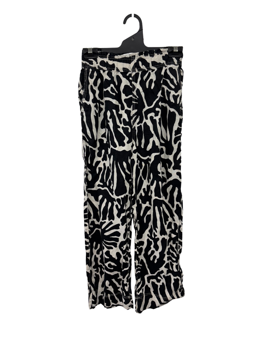 Black & White Pattern High Waisted Straight Leg Pants