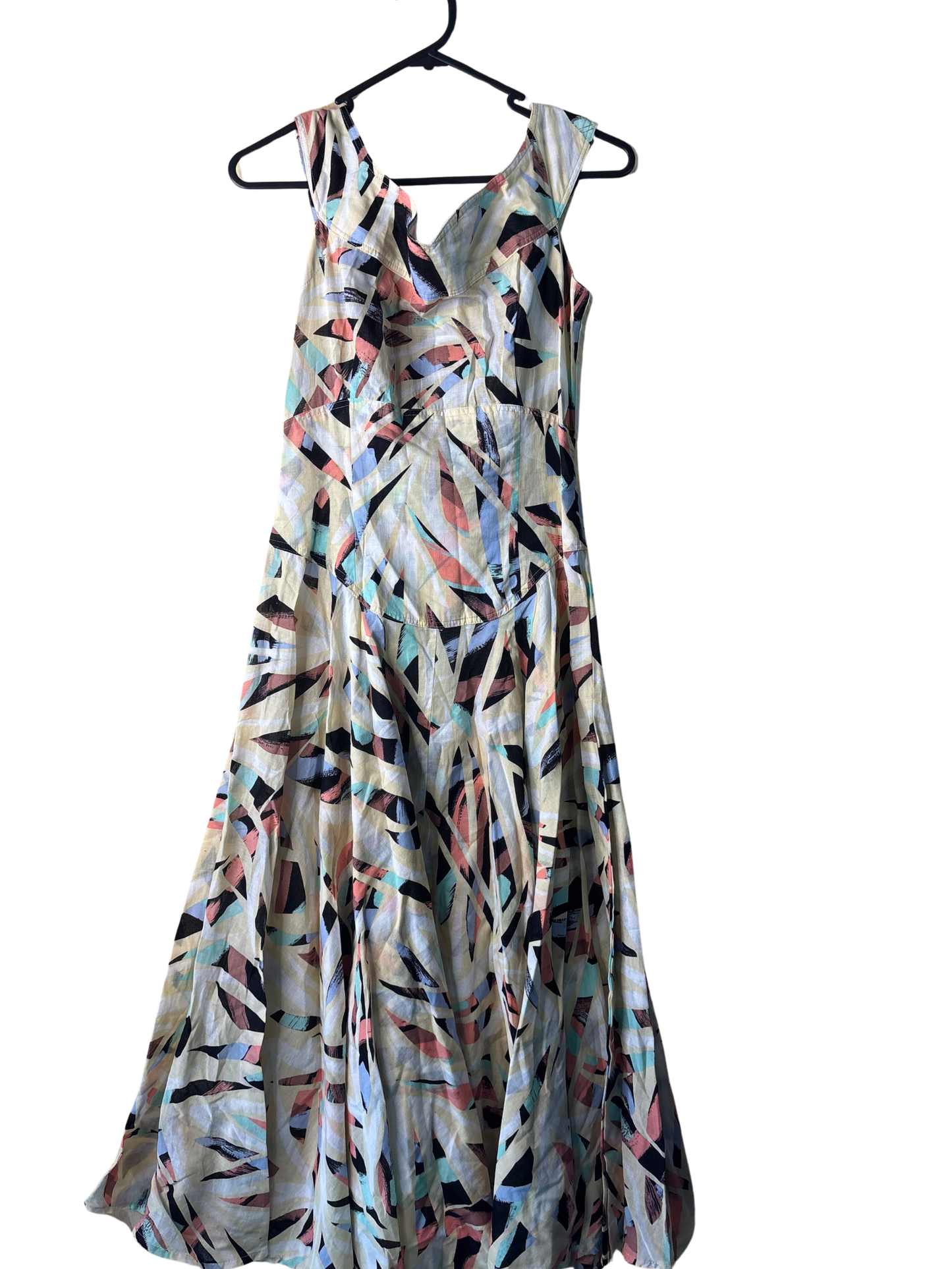 Vintage Yellow & Multicolour Print Sleeveless Long Midi Dress