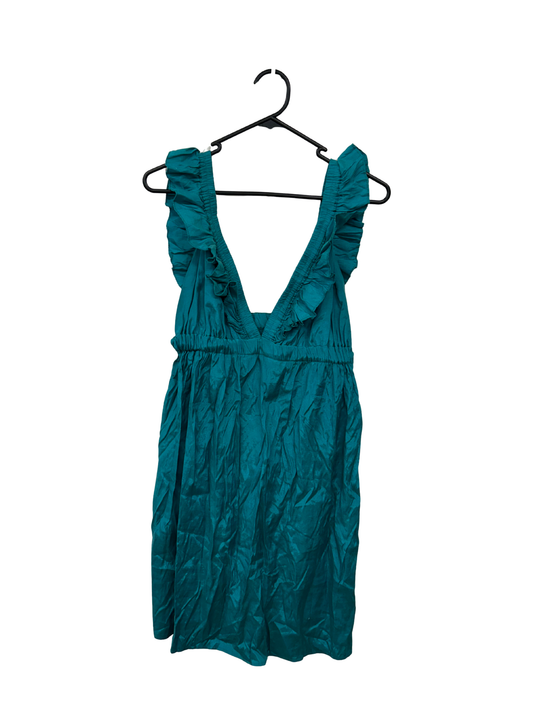 Blue Sleeveless Short Dress with Ruffles