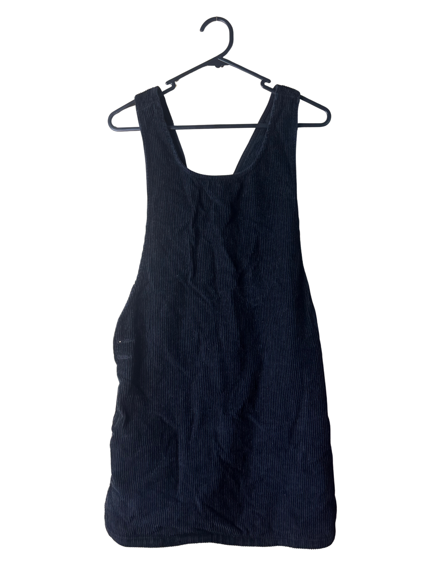 Black Corduroy Pinafore Short Dress