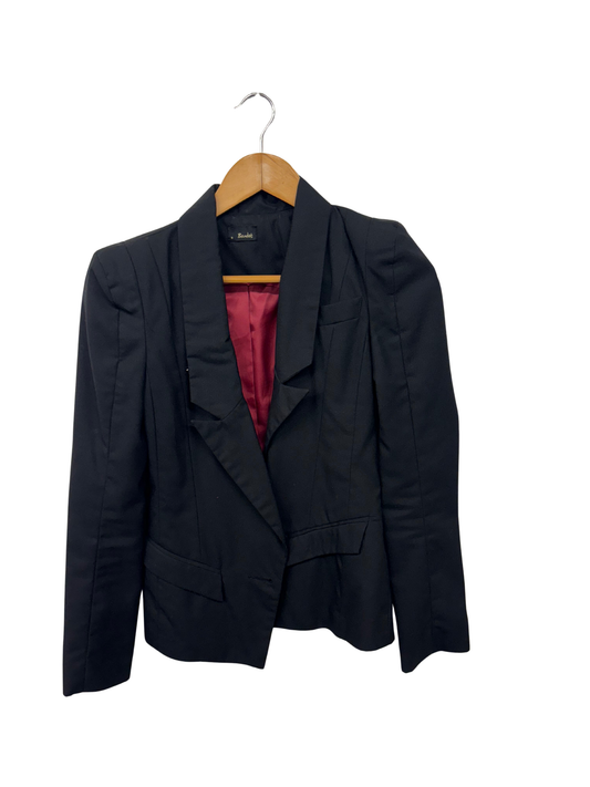 Black Fitted Blazer with Shoulder Pads