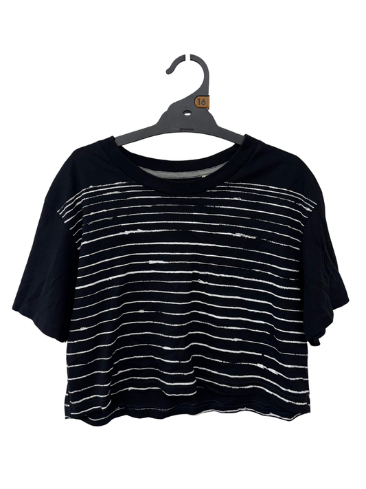 Black & White Stripe Crop T Shirt