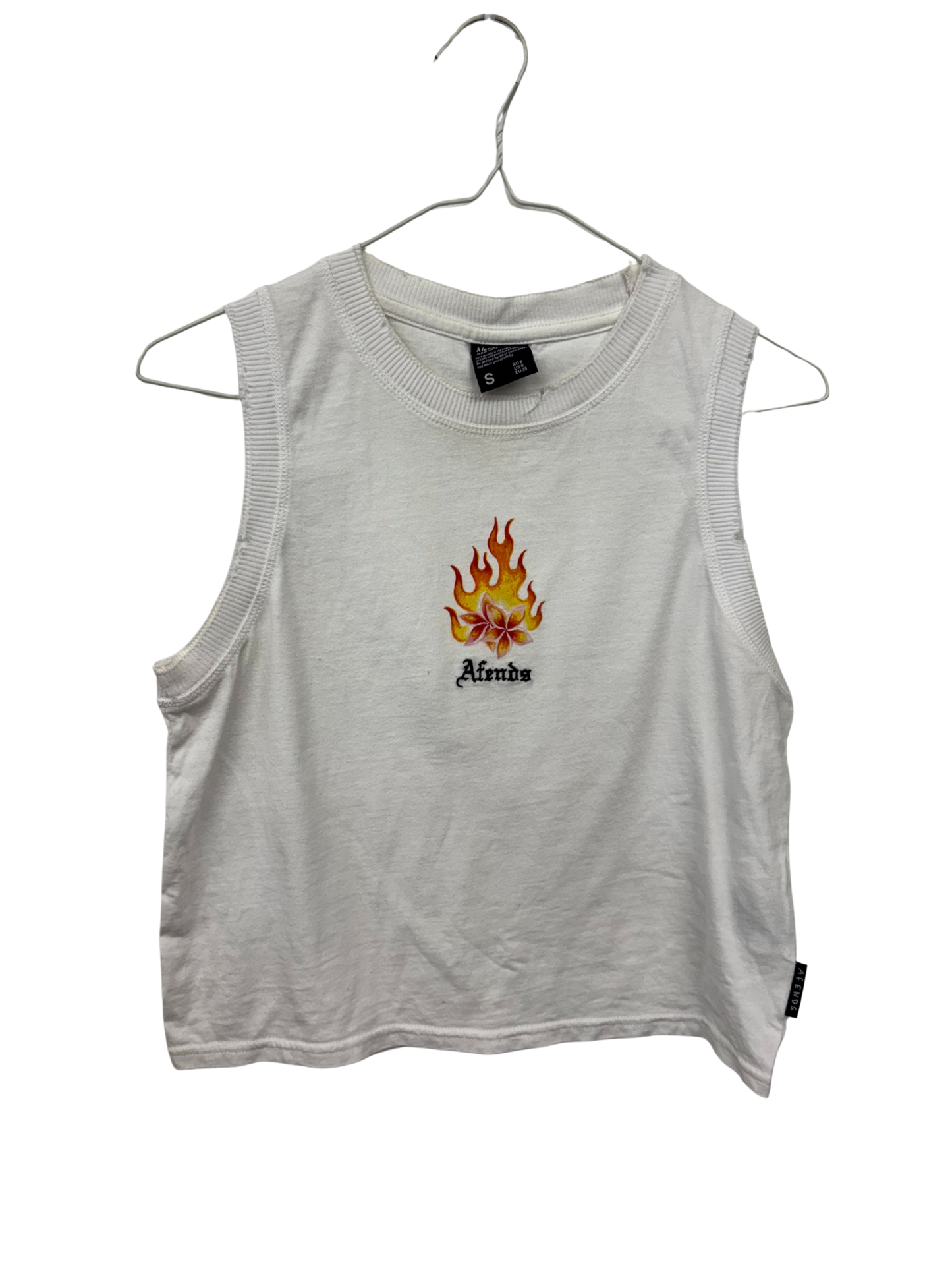 White Sleeveless Top with Flower Graphic