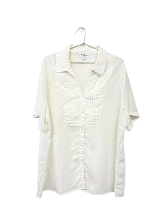 Vintage White Tuxedo Style Half Sleeve Button Up