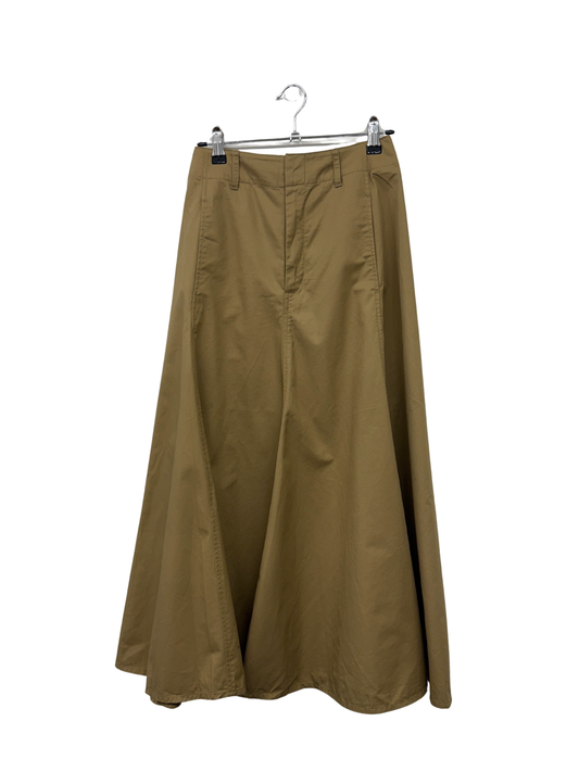 Tan High Waist Panel Maxi Skirt