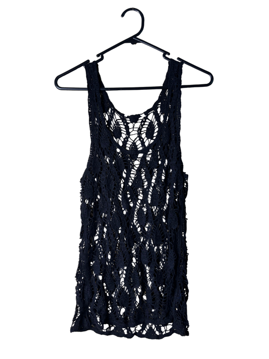 Black Crochet Strappy Top