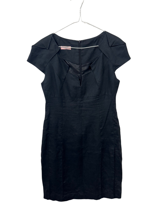 VIntage Black Cap Sleeve Fitted Wiggle Knee Length Dress