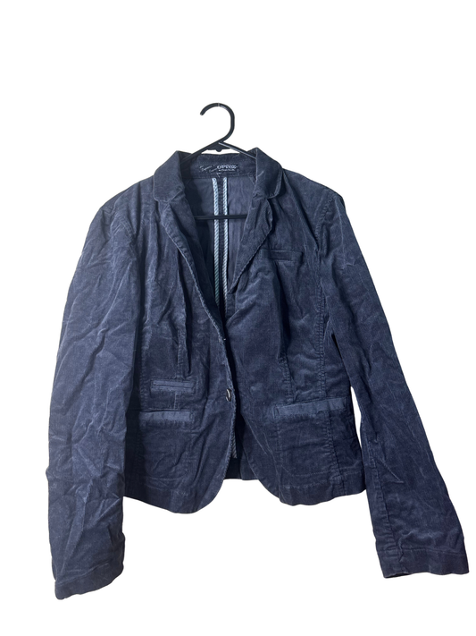 00s Dark Grey Corduroy Fitted Blazer