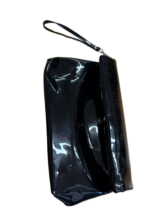 Black Patent Large Foldover Clutch