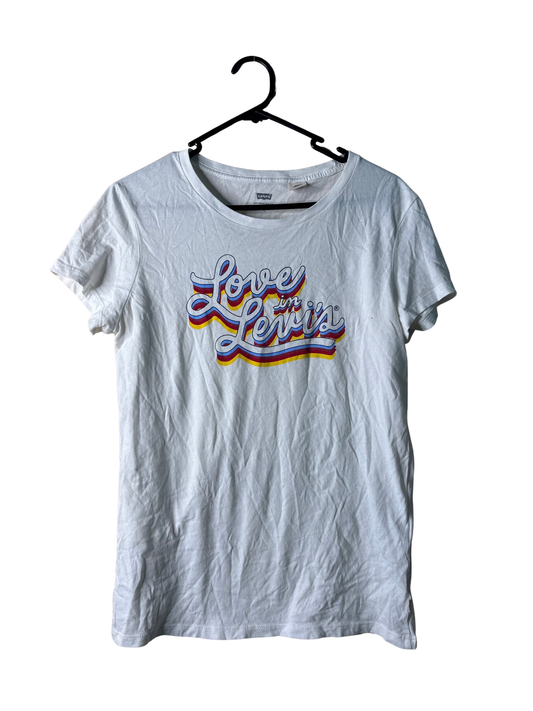 White Short Sleeve Fitted T Shirt with Logo