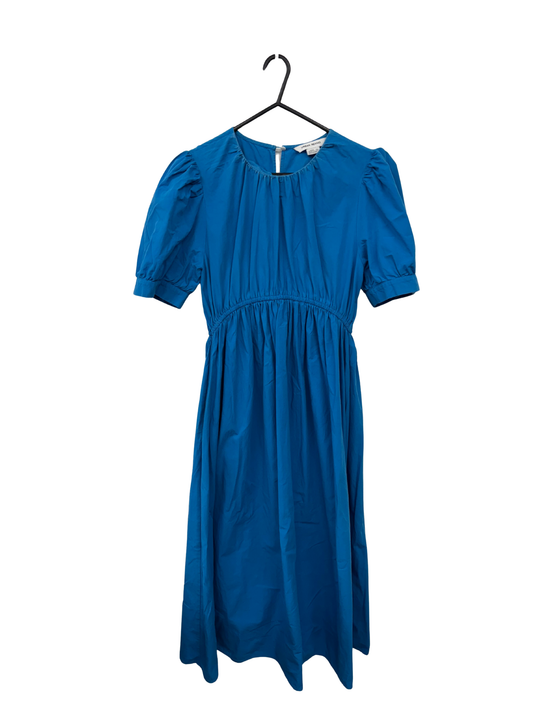 Blue Short Sleeve Ruched Maxi Dress
