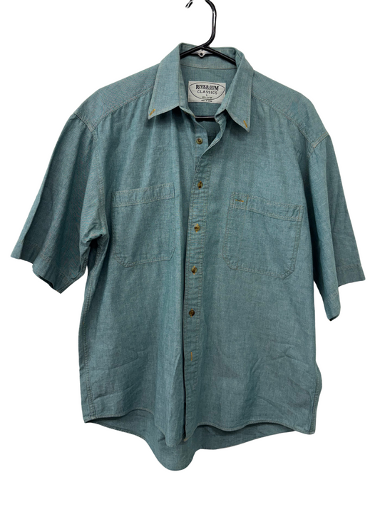 Vintage Blue/Green Short Sleeve Button Up Shirt