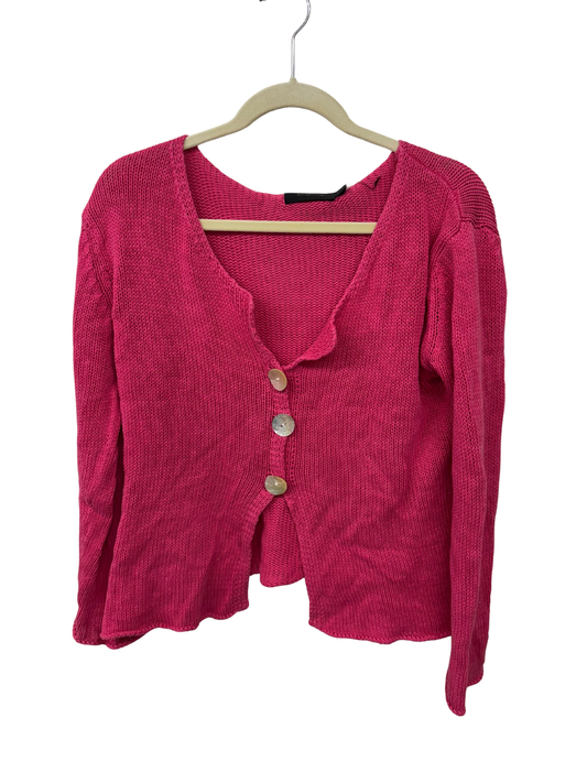 Hot Pink Knit Cardigan with Mother of Pearl Buttons