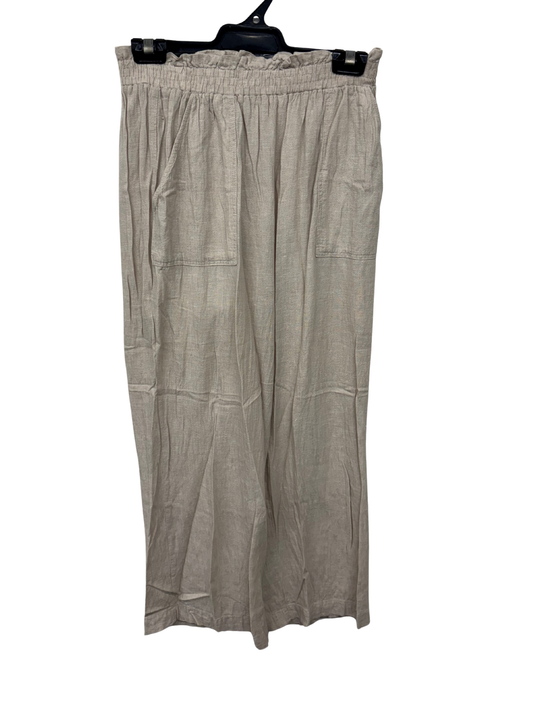 Beige Highwaisted 3/4 Wide Leg Culotte Pants