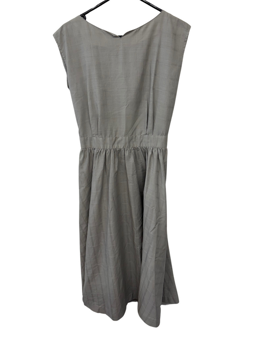 80s Grey Check Cutout Back Midi Dress