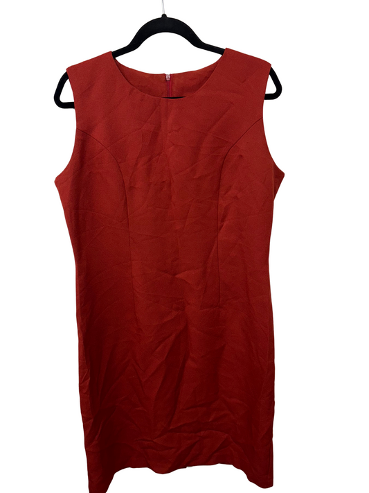 Vintage Orange/Red Sleeveless Fitted Midi Dress