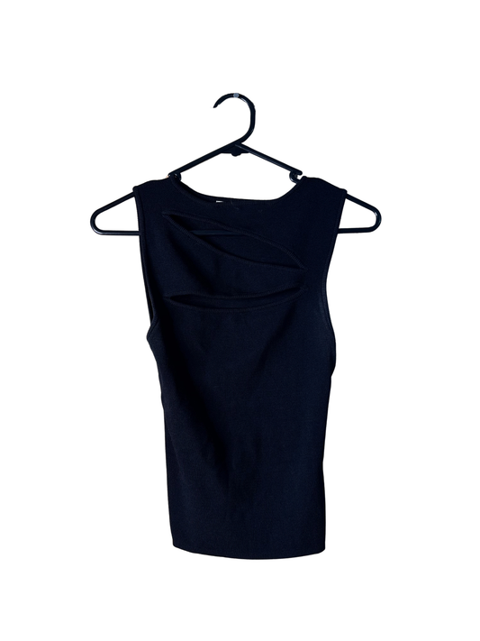 Black Sleeveless Knit Cutout Top