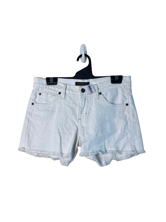White Denim Shorts with Raw Hem