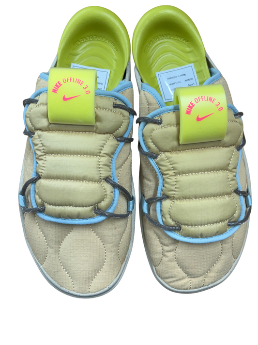 Cream & Blue Padded Slides