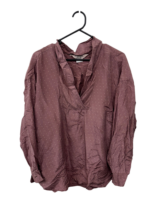 Vintage Pink/Mauve 3/4 Sleeve Shirt with White Dots