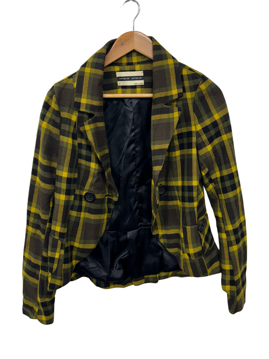 Black, Yellow, Green Check Blazer Jacket