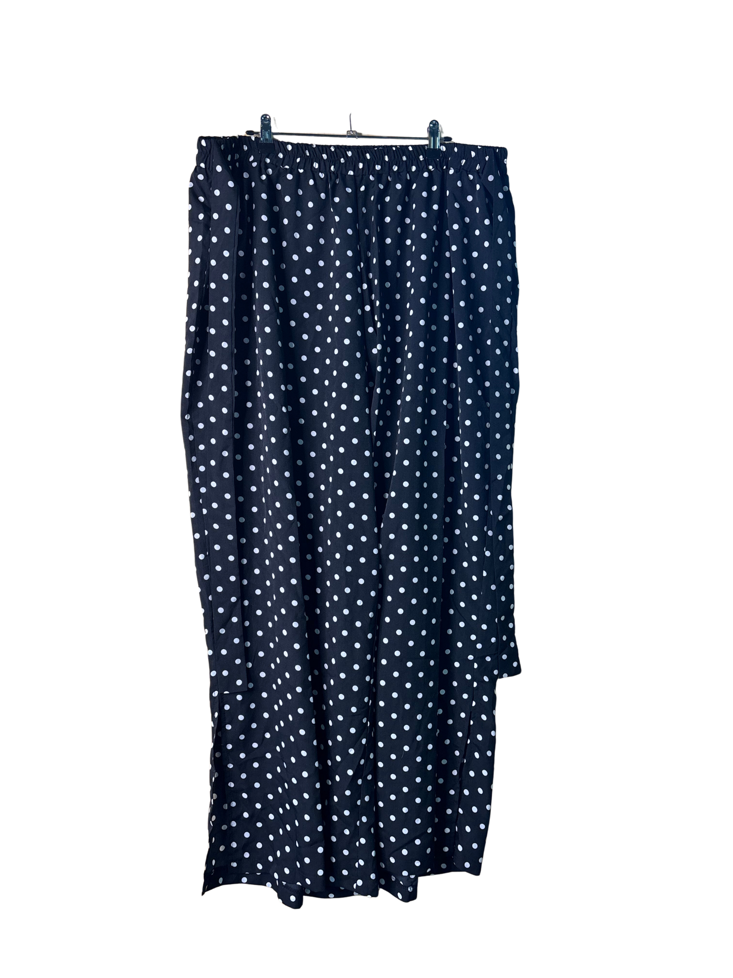 Black & White Dot Elastic Waist Wide Leg Pants