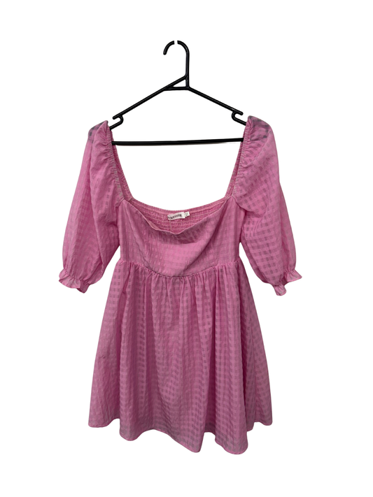 Pink Puffy Sleeve Short Dress