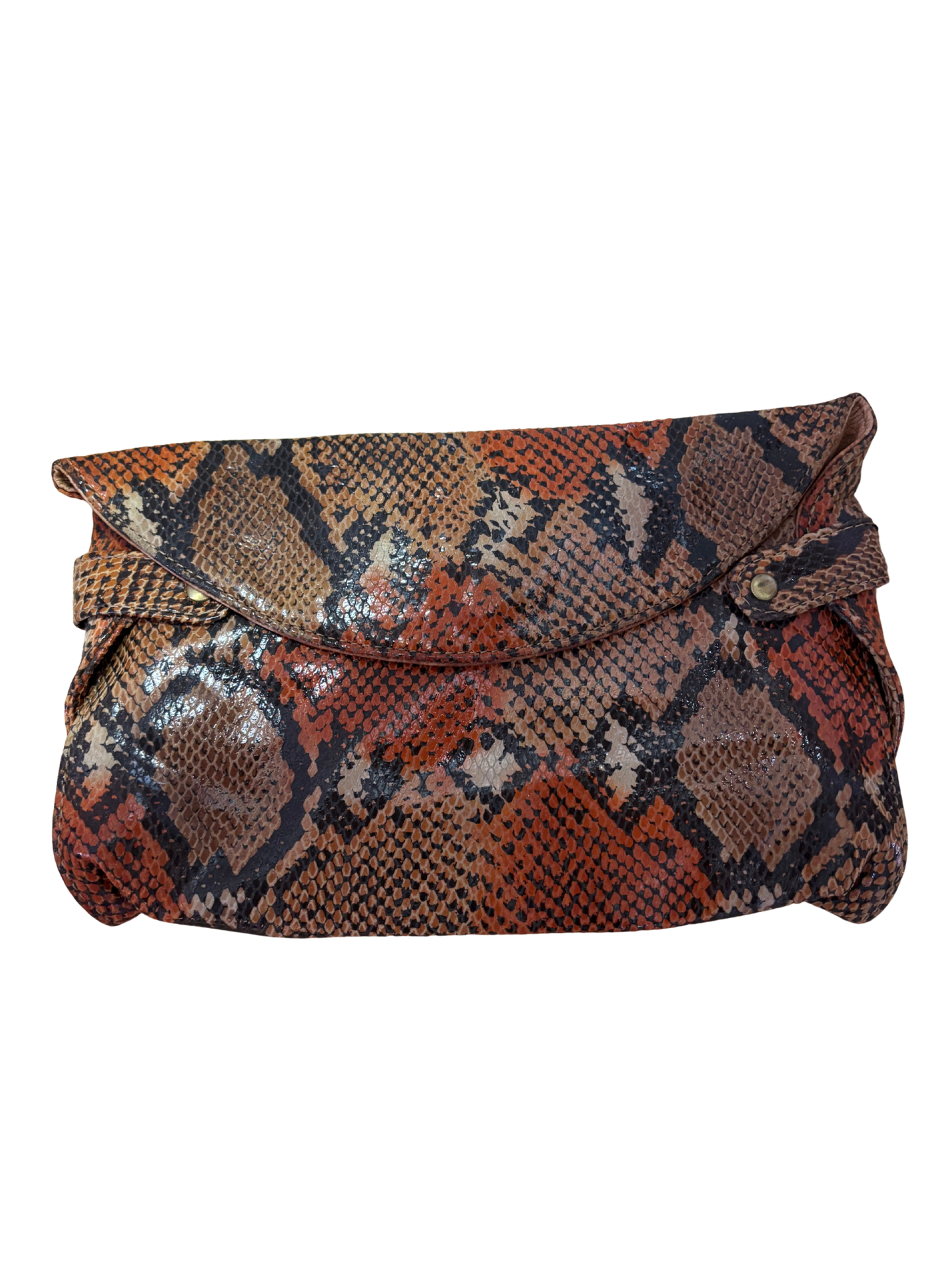 Vintage Light Brown/Red/Black Snakeskin Clutch