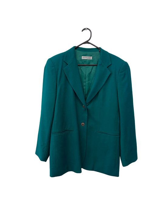 Vintage Green Blazer with Padded Shoulders