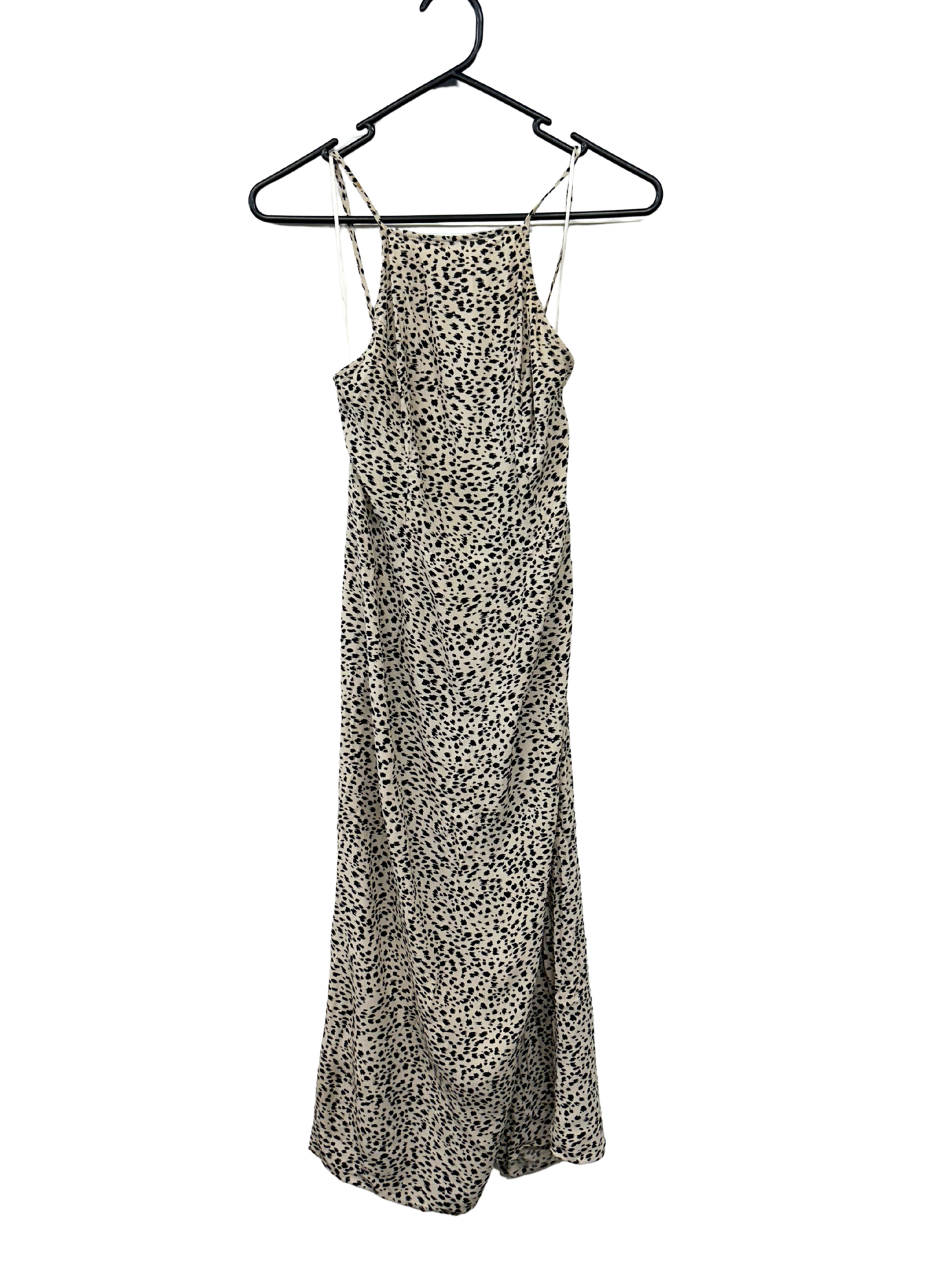 Biege & Black Strappy Animal Print Maxi Dress